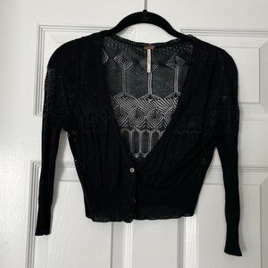 Free People Black Cropped Cardigan S